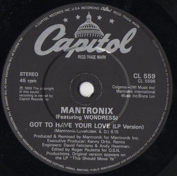 Mantronix Featuring Wondress – Got To Have Your Love (IMPORT) (VG+)