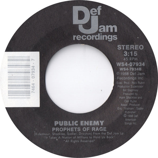 Public Enemy – Don't Believe The Hype / Prophets Of Rage (VG-)