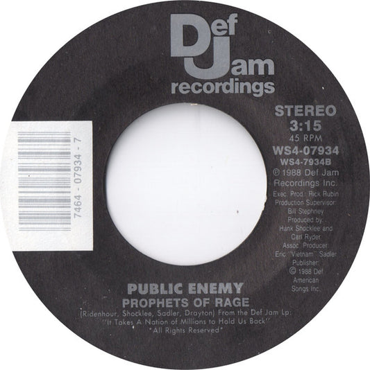 Public Enemy – Don't Believe The Hype / Prophets Of Rage (VG-)