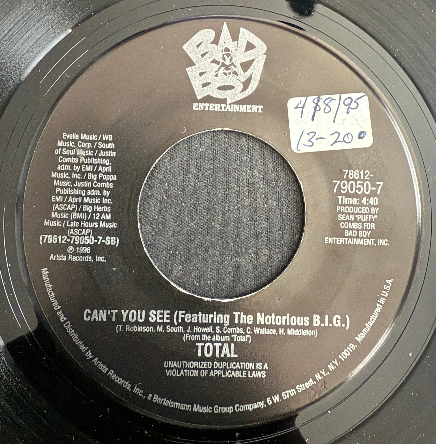 Total ‎– No One Else (Puff Daddy Remix Radio Edit) / Can't You See (NM)