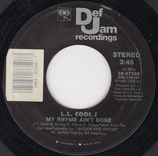L.L. Cool J – I Need Love / My Rhyme Ain't Done (NM)