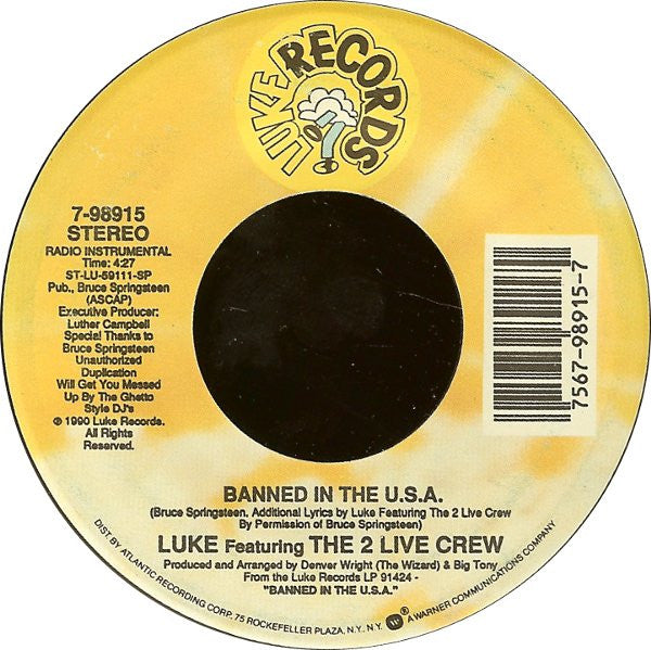 Luke Featuring The 2 Live Crew ‎– Banned In The U.S.A. / Instr (VG+)