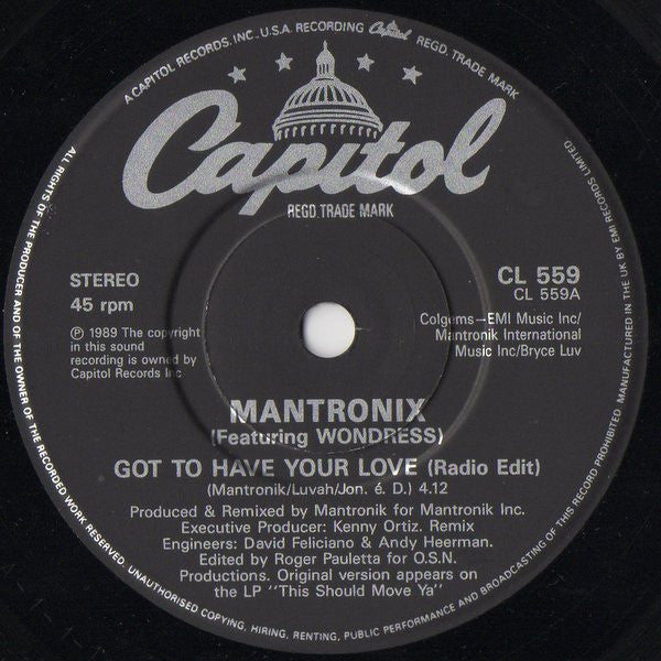 Mantronix Featuring Wondress ‎– Got To Have Your Love (IMPORT) (VG+)
