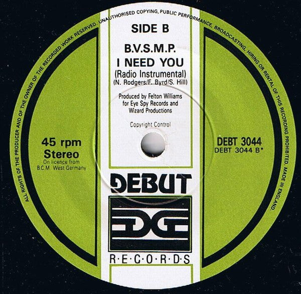 B.V.S.M.P. – I Need You (VG+)
