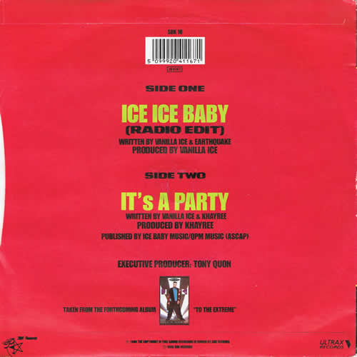Vanilla Ice – Ice Ice Baby / It's A Party (VG+) (IMPORT)