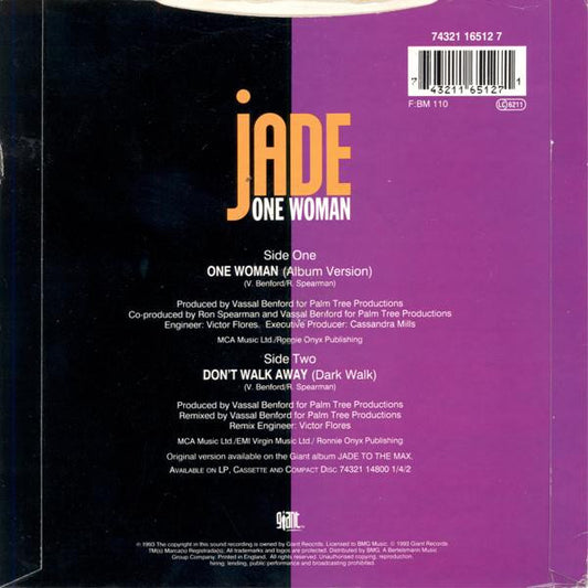 Jade – One Woman / Don't Walk Away (Dark Walk) (IMPORT) (VG+)